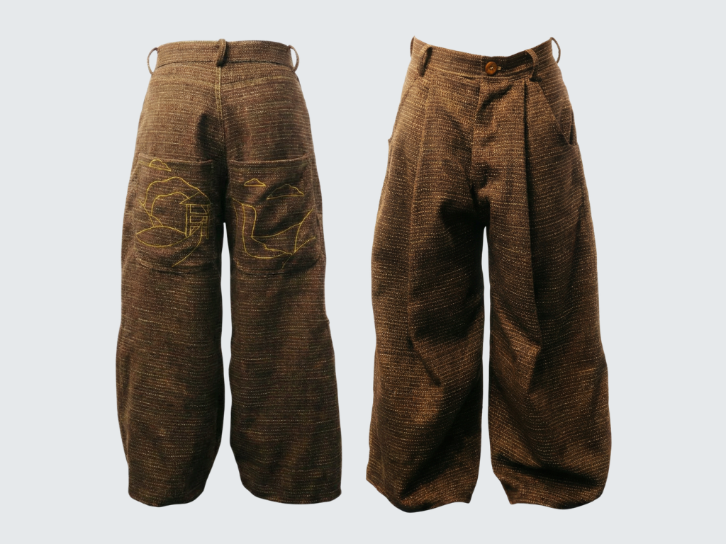 ACAP Wide Leg Baggy Pleated Pants — front view, handmade in Montréal