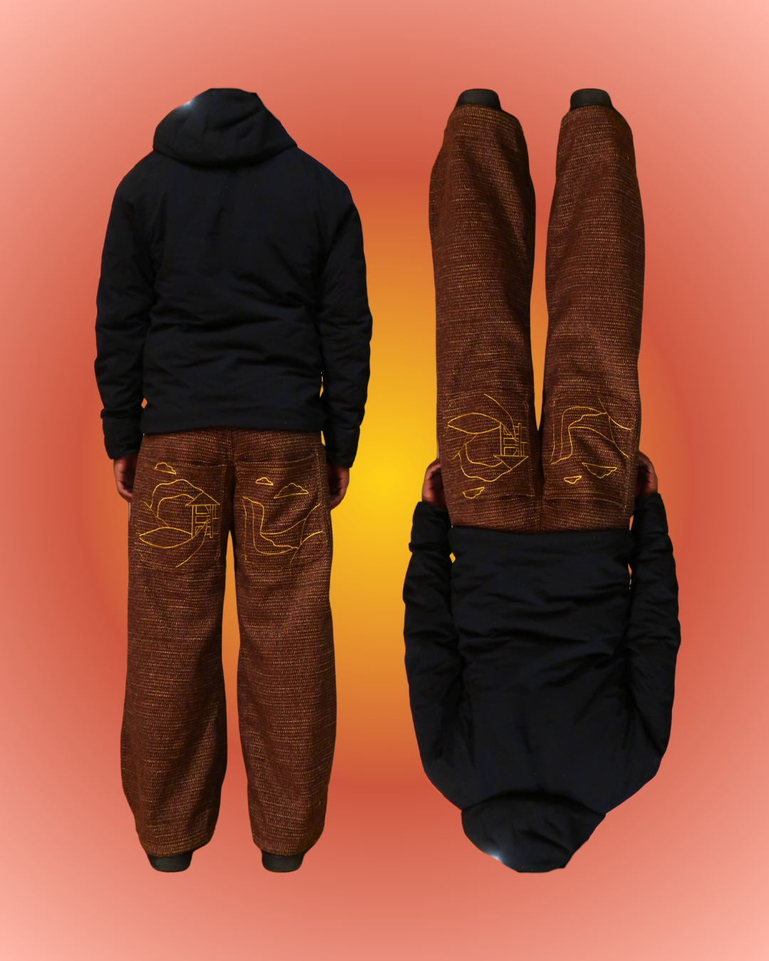 ACAP Wide Leg Baggy Pleated Pants — rear view